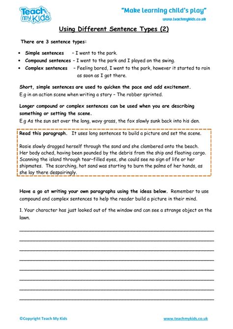 Sentence Types Activities Differentiated Worksheet