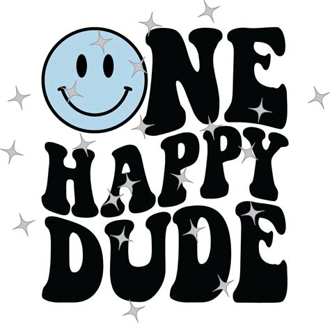 One Happy Dude Png Svg 1st Birthday Svg Retro Wavy Text Etsy