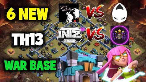 6 New Th13 War Base And CWL Base With Link Queen Walkers Vs X6tence