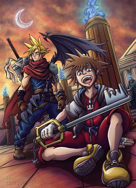 Kingdom Hearts Fanart Sora And Cloud By Carlotus On Deviantart