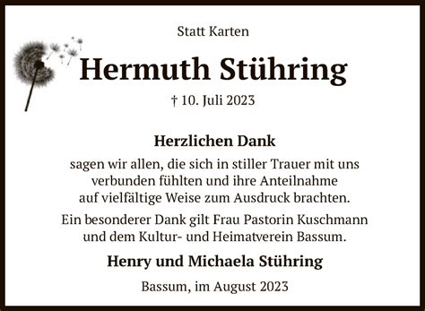 Traueranzeigen Von Hermuth St Hring Trauer Kreiszeitung De