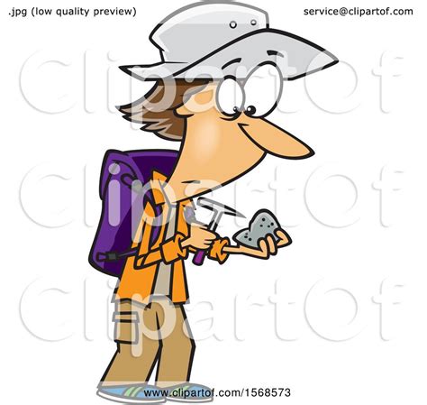 Clipart of a Cartoon Geologist Inspecting a Rock - Royalty Free Vector ...