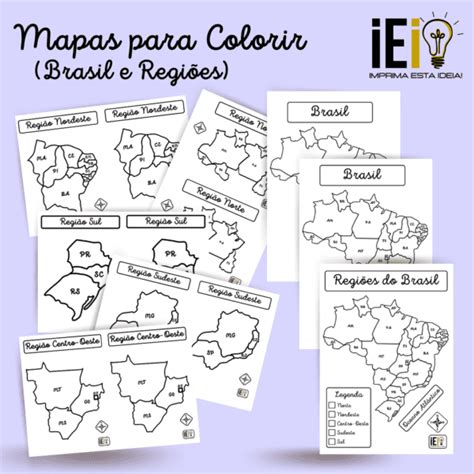 Mapas Para Colorir Regiões E Brasil Imprima Esta Ideia