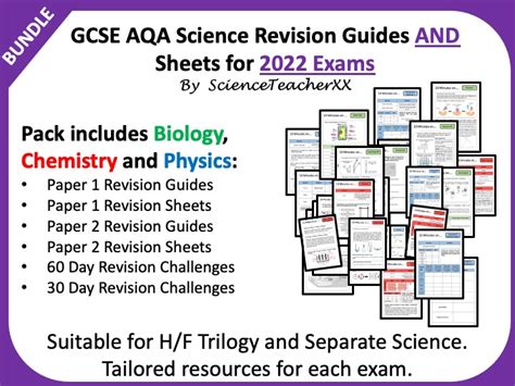 Aqa Gcse Science Revision Guides And Sheets For 2022 Teaching Resources