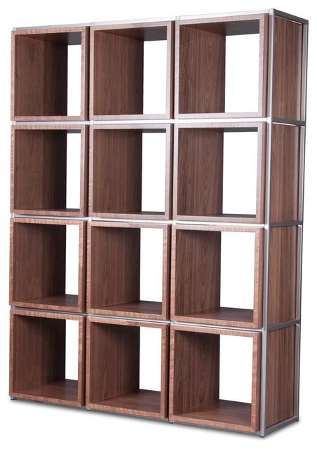 Grid I Walnut Shelving Unit Modern Display And Wall Shelves Other Metro