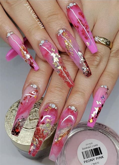 24 Hot Acrylic Pink Coffin Nails Design For Valentine S Nails Latest