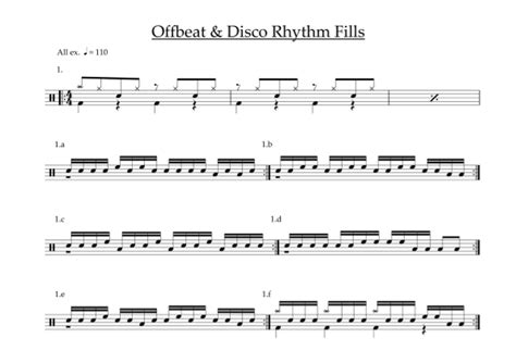 Offbeat Disco Rhythm Fills By Alex Mott Sheet Music For Drums At