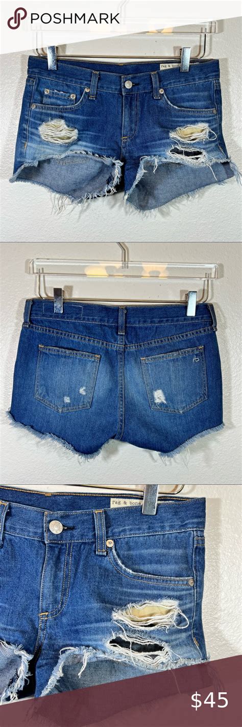 Rag Bone Destroyed Cut Off Denim Shorts In Freeport Denim Shorts