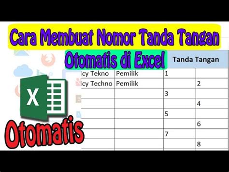 Cara Membuat Nomor Tanda Tangan Otomatis Di Excel Youtube