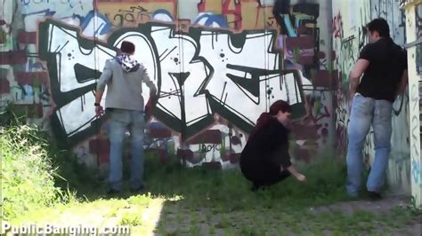 Public Sex Threesome By A Bus Stop