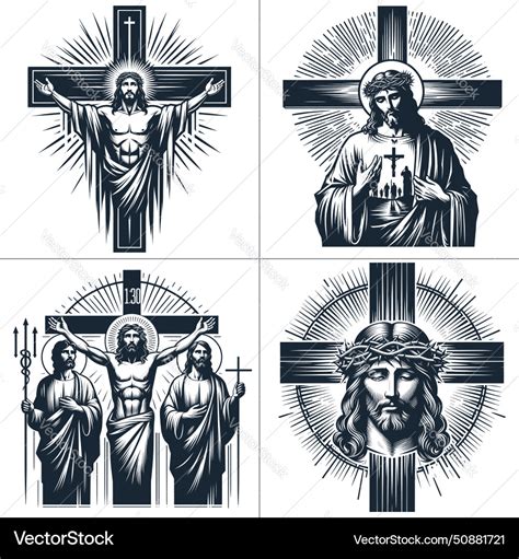 Jesus christ cross jesus praying Royalty Free Vector Image