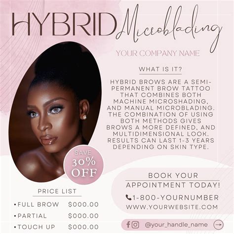 Hybrid Brows Microblading Flyer Template Pmu Artist Etsy