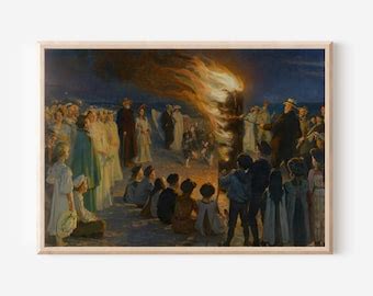 Peder Severin Kroyer Midsummers Eve Bonfire On Skagens Beach Print