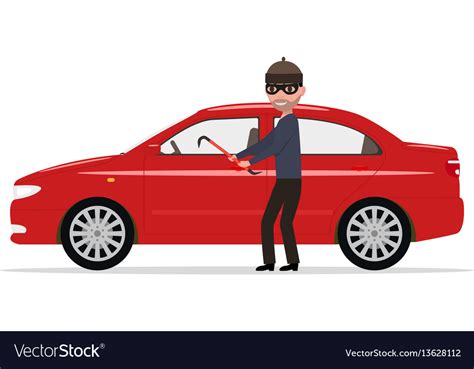 Cartoon Robber Steals A Car Royalty Free Vector Image