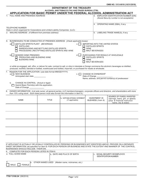 Ttb Basic Permit Form Fill Out Printable Pdf Forms Online