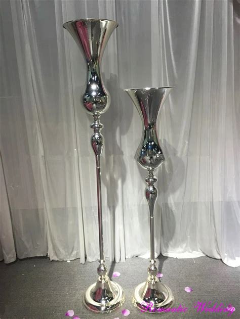 Buy Stunning Silver Tall Metal Flower Vases 2 Sizes