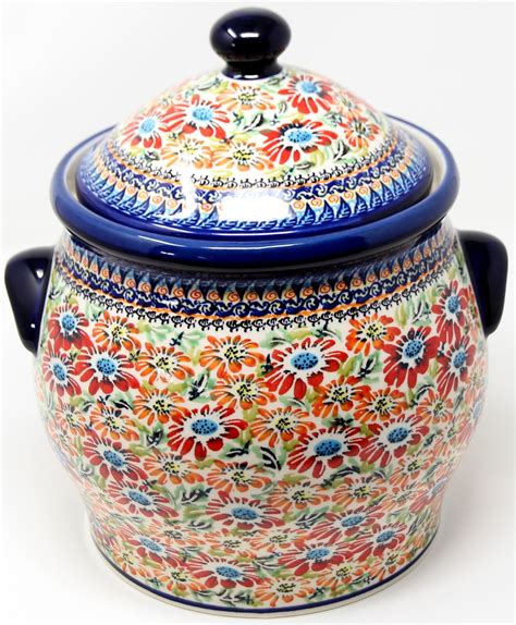 Extra Large 6 Quart Polish Pottery Cookie Jar Canister Signed By