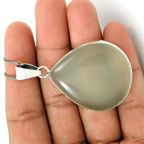 Anniversary Gift For Her Natural Chalcedony Pendant Ethnic 925 Silver