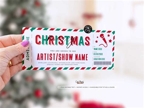 Christmas Gift Concert Ticket Template, Editable Surprise Show Voucher ...