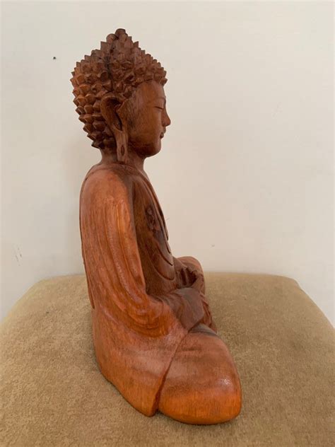 Patung Budha Yoga Kayu Desain Kerajinan Tangan Karya Seni Di Carousell