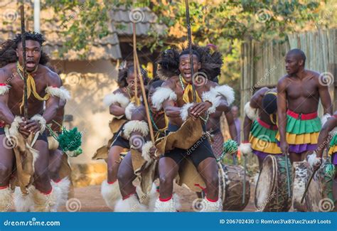 Traditional Swaziland Men Singing And Dancing With Traditional Attire Clothing Dancers