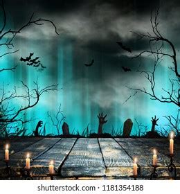 Halloween Design Background Spooky Graveyard Naked Stock Photo 110760545 Shutterstock
