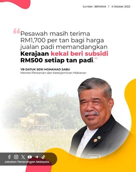 Pesawah Masih Terima Rm Per Tan Bagi Harga Jualan Padi Memandangkan