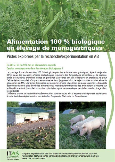 Alimentation 100 biologique en élevage de monogastriques Recherche