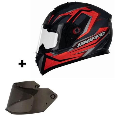 Capacete Bieffe B12 Thunder Vermelho Fosco Viseira Fumê Capacetes