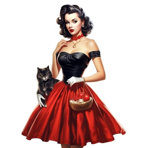 Premium Ai Image Illustration Of Halloween Retro Pin Up Cute Girl A