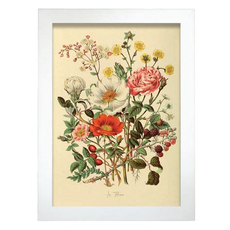 Affiche Nacnic De La Fleur Inspiré Par Florale Vintage Cadres