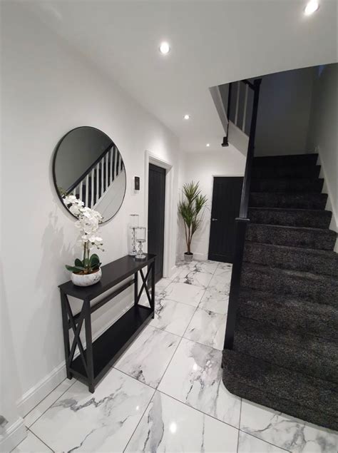 Black And White Hallway White House Interior White Living Room Decor