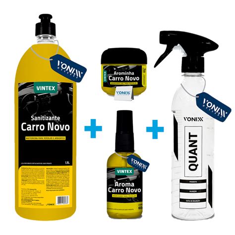 KIT VINTEX SANITIZANTE CARRO NOVO 1 5L AROMATIZANTE CARRO NOVO GEL