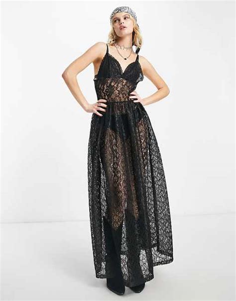 Reclaimed Vintage Lace Maxi Dress In Black Asos