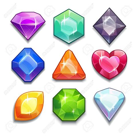 Gemas Vector De Dibujos Animados Y Diamantes Iconos Establecidos En