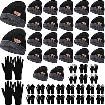 Suhine Pcs Winter Beanies Hat Gloves Bulk Sets Knit Thick Snow Skull