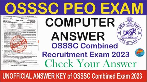 Osssc Peo And Ja Answer Key Computer Answer Unofficial Answer Osssc