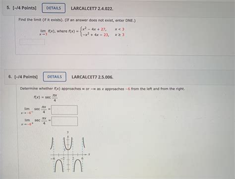 Solved 5 14 Points DETAILS LARCALCET7 2 4 022 Find The Chegg