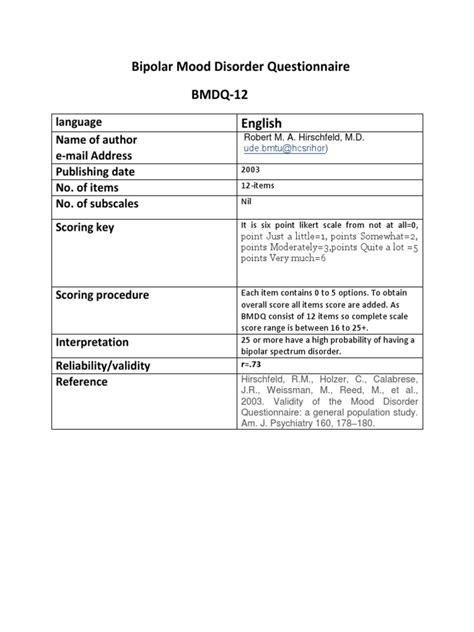 Assessing The Probability Of Bipolar Disorder An Overview Of The