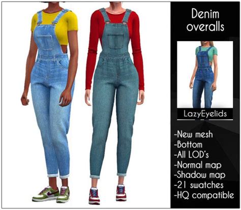 Denim Overalls By Lazyeyelids For The Sims 4 Spring4sims Denim