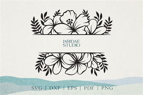 Floral Split Monogram Frame Svg File Split Monogram Svg Flower | Images ...