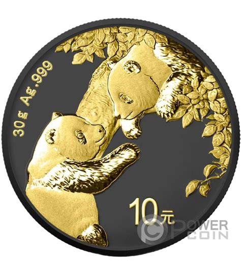 PANDA Black Platinum And Gold Monnaie Argent 10 Yuan China 2023