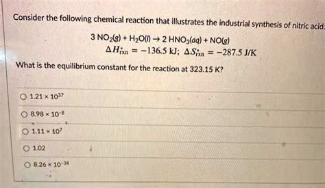 Solved Consider The Following Chemical Reaction That Ilustrates The