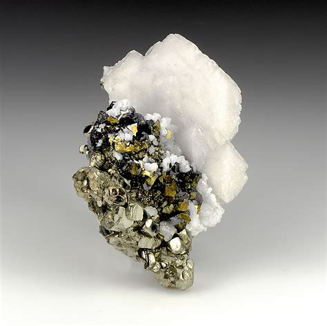 Calcite With Pyrite Chalcopyrite Sphalerite Minerals For Sale