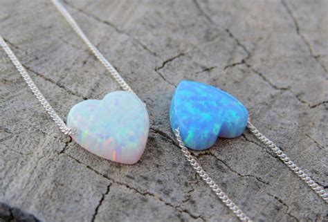 Opal Necklace Heart Necklace Silver Necklace Opal Heart