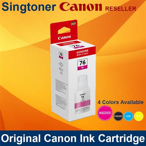 Original Canon 76 Pigment Black Cyan Magenta Yellow Refill Ink