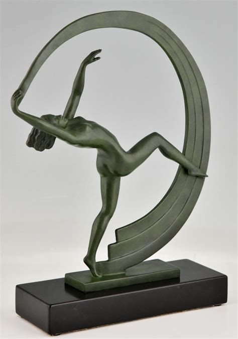 Art Deco Sculpture Nude Scarf Dancer Bacchanale Deconamic