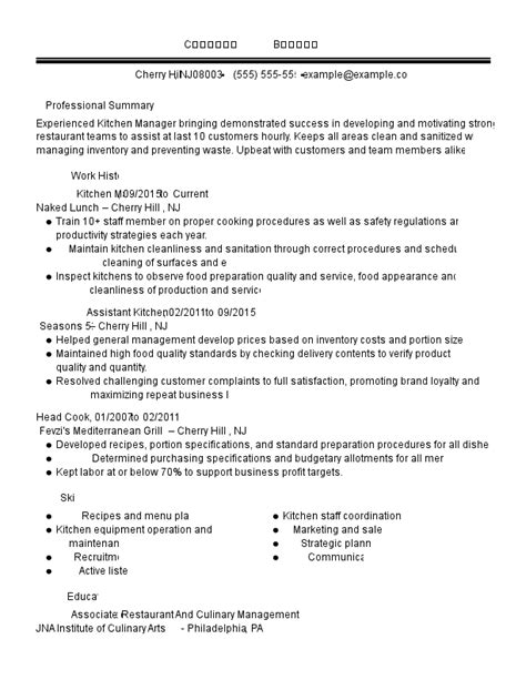 Kitchen Manager Resume Examples For 2024 Template And Guide