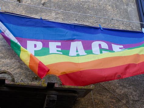 Rainbow peace flag stock photo. Image of waving, rome - 274170990