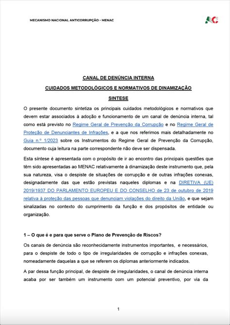 Orientações e Diretivas MENAC Mecanismo Nacional Anticorrupção